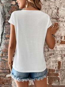 SHEIN LUNE 印花蝙蝠袖T恤 - 粉色 - 查看 2