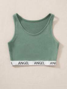SHEIN Unity Áo crop top in chữ họa tiết áo thun nữ - Màu xanh Bạc hà - Xem 3
