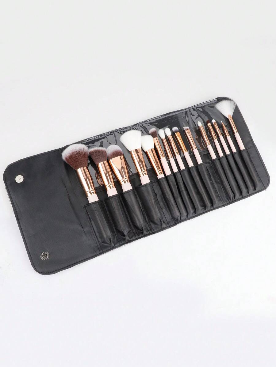 1個銀色化妝刷組織袋,有15個插槽,便攜式化妝包 - 銀色 - 查看 1