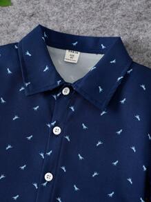 SHEIN Camisa Estampada Completa Para Niño Sin Camiseta Interior