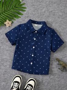 SHEIN Camisa Estampada Completa Para Niño Sin Camiseta Interior