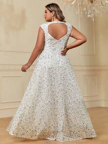 Plus Ditsy Floral Print Dress - Multicolor - View 2