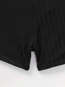 SHEIN Swim Summer Beach Drawstring Side Tankini - Black - View 6