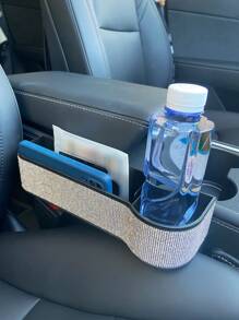 Caja de almacenamiento con diseño de diamante de imitación asiento de coche - Plateado - Ver 5