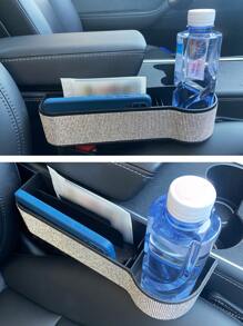 Caja de almacenamiento con diseño de diamante de imitación asiento de coche - Plateado - Ver 6