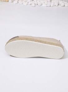 Women Glitter Panel Espadrille Slip-on Wedge Shoes, Vacation Linen Court Wedges