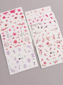 FULL BEAUTY 12pcs Pink Flower Petal Spring Style Nail Art Stickers Nails - Multicolor - View 6