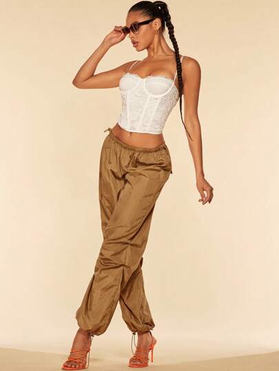 SHEIN BAE Solid Bustier Lace Cami Top