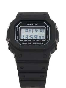 Niños 1 pieza Reloj digital cuadrado esfera impermeable para vida diaria - Negro - Ver 4