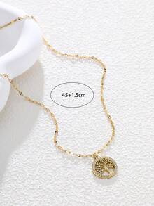 1pc Kids Rhinestone Tree Charm Necklace For Party - Yellow Gold - View 2