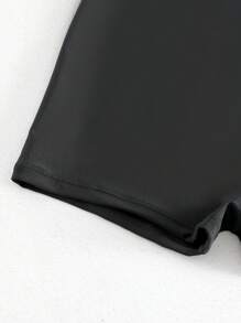 Solid Cut Out Back One Piece Swimsuit - Black - View 4