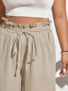 SHEIN Frenchy Plus Paperbag Waist Straight Leg Pants