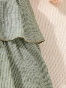 SHEIN Girls Button Front Layer Hem Cami Dress - Mint Green - View 6