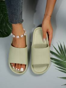 時尚綠色拖鞋適用於極簡風格單帶拖鞋 - 橄欖綠 - 查看 1