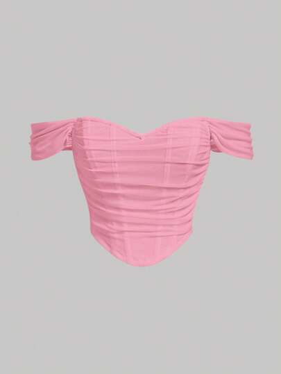 SHEIN MOD 休閒不對稱 褶邊 拉鍊純色女士上衣