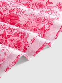 SHEIN MOD Đầm Dây kéo Hoa Tất cả trên in Boho - Đỏ và trắng - Xem 3