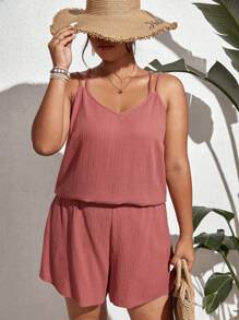 SHEIN Frenchy Bộ thời trang Plus Size màu trơn Giải trí - Bụi hồng - Xem 4