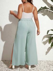 SHEIN Frenchy 大碼雙色高衩腰帶吊帶連體褲 - 彩色 - 查看 2