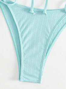 SHEIN Swim Summer Beach Tie Side Bikini Set - Mint Blue - View 5