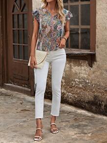 EMERY ROSE 佩斯利印花荷葉邊襯衫 - 彩色 - 查看 4