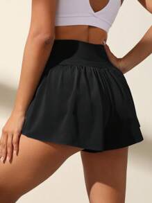 SHEIN Running 腰部抽繩寬腰帶運動短褲