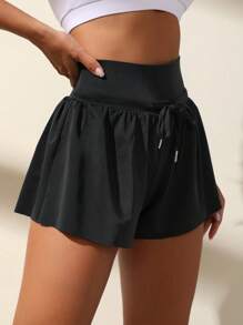 SHEIN Running 腰部抽繩寬腰帶運動短褲