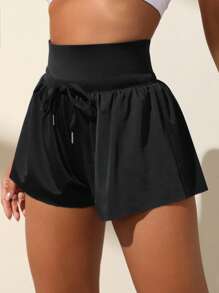 SHEIN Running 腰部抽繩寬腰帶運動短褲