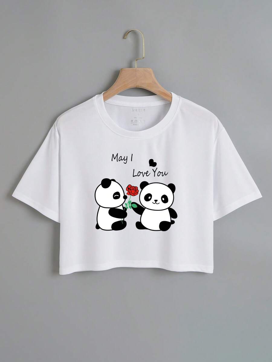 SHEIN Qutie Áo thun nữ Hoạt hình Slogan Giải trí - trắng - Xem 1