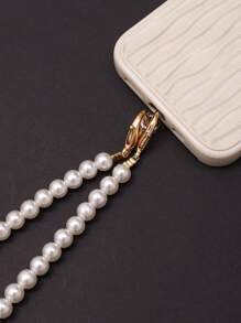 1pc Faux Pearl Beaded Phone Lanyard Gifts For Mother, Family, Friends, Birthday, Holiday Phone Charm, Phone Chain