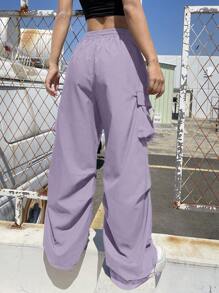 Coolane Pantalones parachute con bolsillo lateral con solapa de cintura con cordón