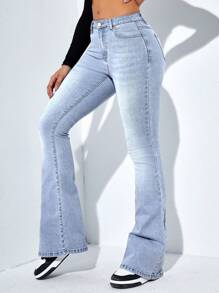 SHEIN ICON Slant Pocket Flare Leg Jeans