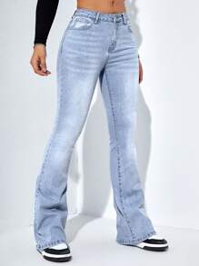 SHEIN ICON Slant Pocket Flare Leg Jeans