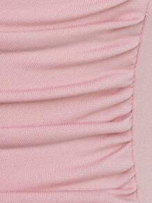 L'Amorae Solid One Shoulder Ruched Wrap Hem Elegant Dress - Baby Pink - View 7