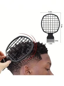 Men Portable Afro Twist Hair Comb - Black - View 2