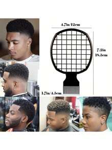 Men Portable Afro Twist Hair Comb - Black - View 4