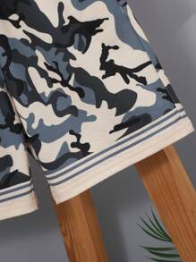 SHEIN 男孩迷彩和字母圖案T恤和短褲 - 彩色 - 查看 3