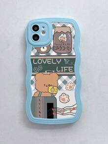 卡通小熊印花手機外殼 - 淺藍色 - 查看 2