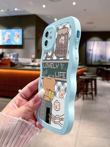 卡通小熊印花手機外殼 - 淺藍色 - 查看 5
