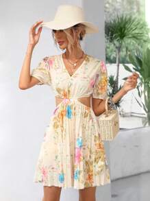 Đầm Cắt ra Xếp li Hoa In ngẫu nhiên Boho - Nhiều màu - Xem 6