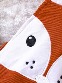 男嬰狐狸印花背帶連體衣 - 亮橙色 - 查看 4