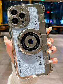 Vỏ điện thoại PU thiết kế máy ảnh - Màu xanh lam - Xem 1