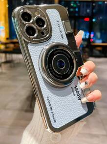 Vỏ điện thoại PU thiết kế máy ảnh - Màu xanh lam - Xem 2