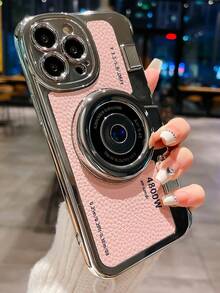 Thiết kế camera Vỏ điện thoại PU Tương thích với iPhone15/15Plus/15Pro/15Promax - Hồng - Xem 3