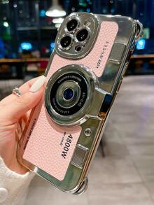 Thiết kế camera Vỏ điện thoại PU Tương thích với iPhone15/15Plus/15Pro/15Promax - Hồng - Xem 4