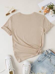 SHEIN Essnce Butterfly Print Tee - Apricot - View 2
