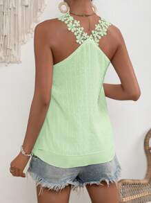 SHEIN VCAY Áo khoác và áo lót dành cho xe tăng nữ Đề can màu trơn Giải trí - màu xanh lá - Xem 2