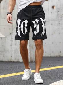 Manfinity LEGND Quần Short Nam Dây kéo Túi Lá thư Đường phố - màu đen - Xem 7