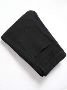 Men Camo Print Ripped Frayed Skinny Jeans - Black - View 4