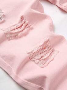 Jeans ajustados desgastados y desgarrados para hombre - Rosa - Ver 6