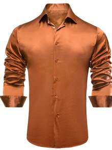 男士素色前排扣襯衫 - 紫紅色 - 查看 4